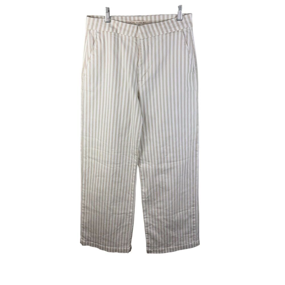 Rachel Rachel Roy‎ Women Striped Pants Wide Leg Size 27 Beige White